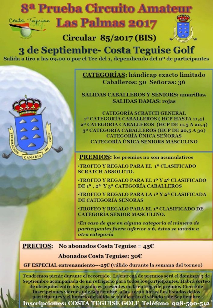 8ª PRUEBA CIRCUITO AMATEUR LAS PALMAS - COSTA TEGUISE GOLF -