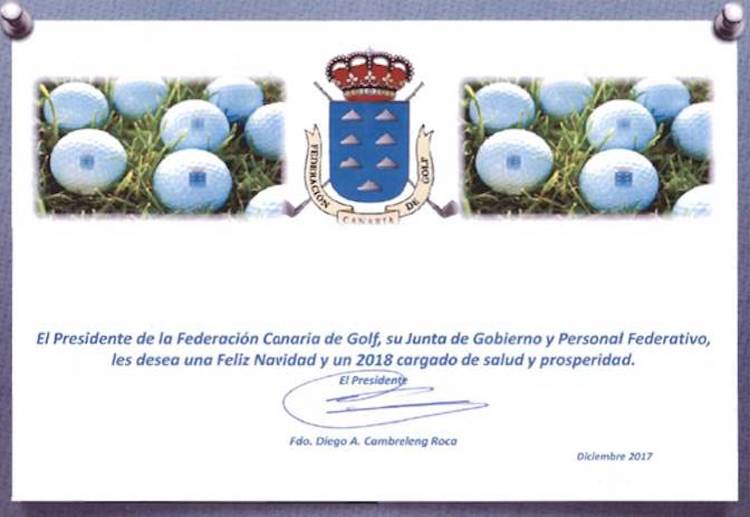 LA FEDERACIÓN CANARIA DE GOLF LES DESEA A TODOS SUS FEDERADOS FELIZ NAVIDAD Y UN PRÓSPERO AÑO 2018